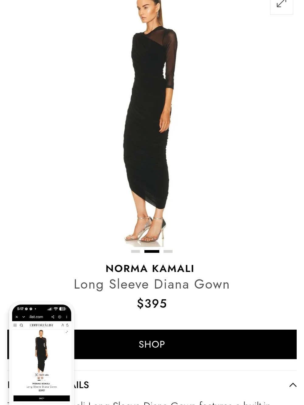 Norma Kamali Blush Ruched Long-Sleeve Bodycon Dress - Picture 3 of 4